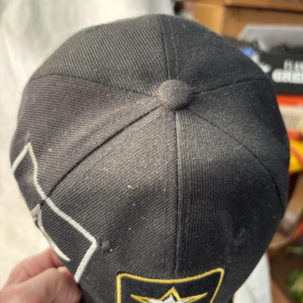 US Army Stitched Stars Hat Cap Hook Loop Back Black Silver Gold